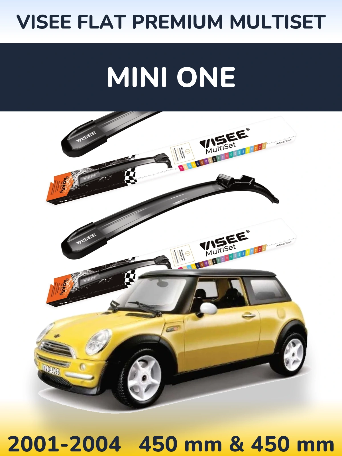 Sada předních stěračů VISEE FLAT PREMIUM MultiSet 450 a 450 mm pro MINI One 2001-2004