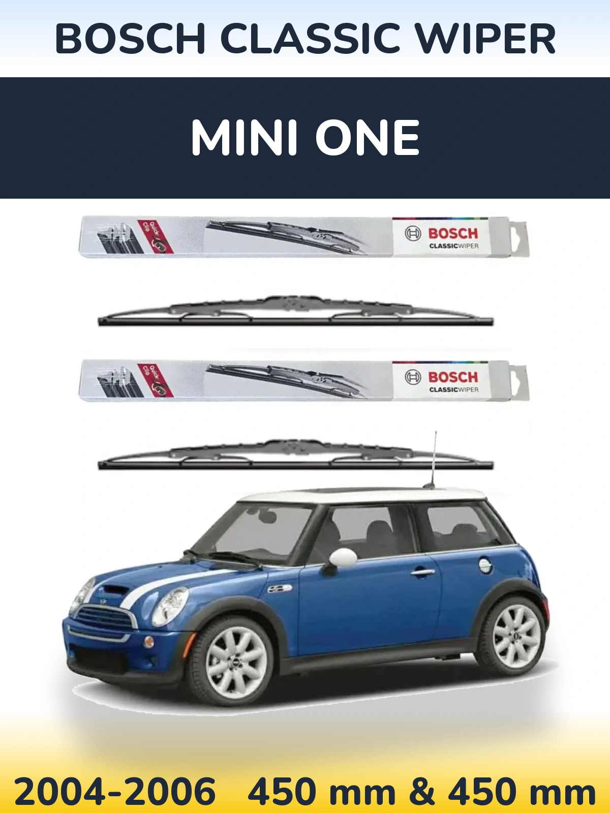 Sada předních stěračů BOSCH Classic Wiper 450 a 450 mm pro MINI One 2004-2006