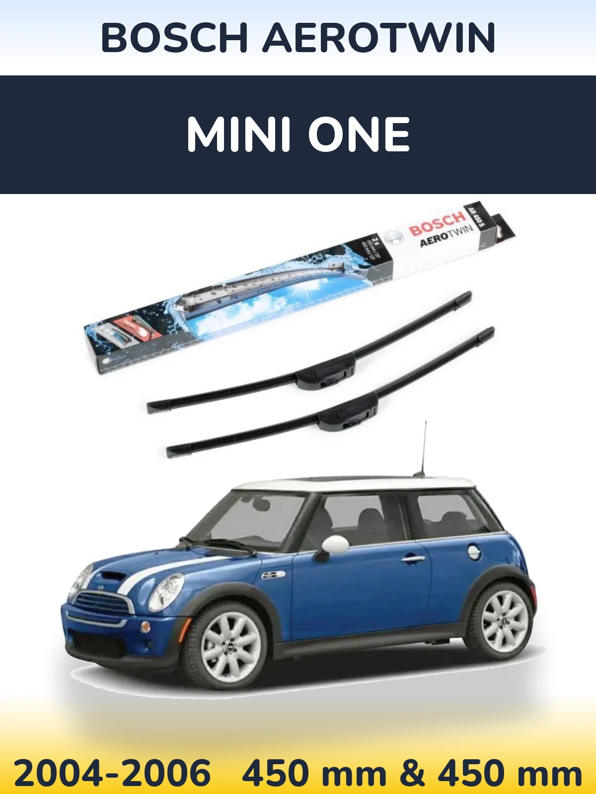 Sada předních stěračů BOSCH AeroTwin 450 a 450 mm pro MINI One 2004-2006