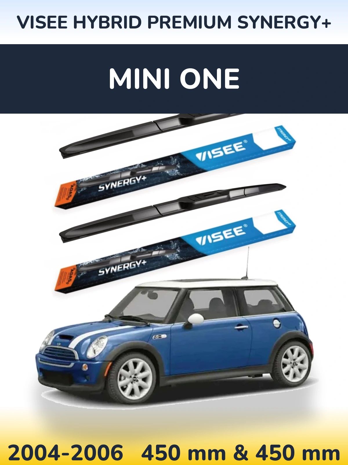 Sada předních stěračů VISEE HYBRID PREMIUM SYNERGY+ 450 a 450 mm pro MINI One 2004-2006