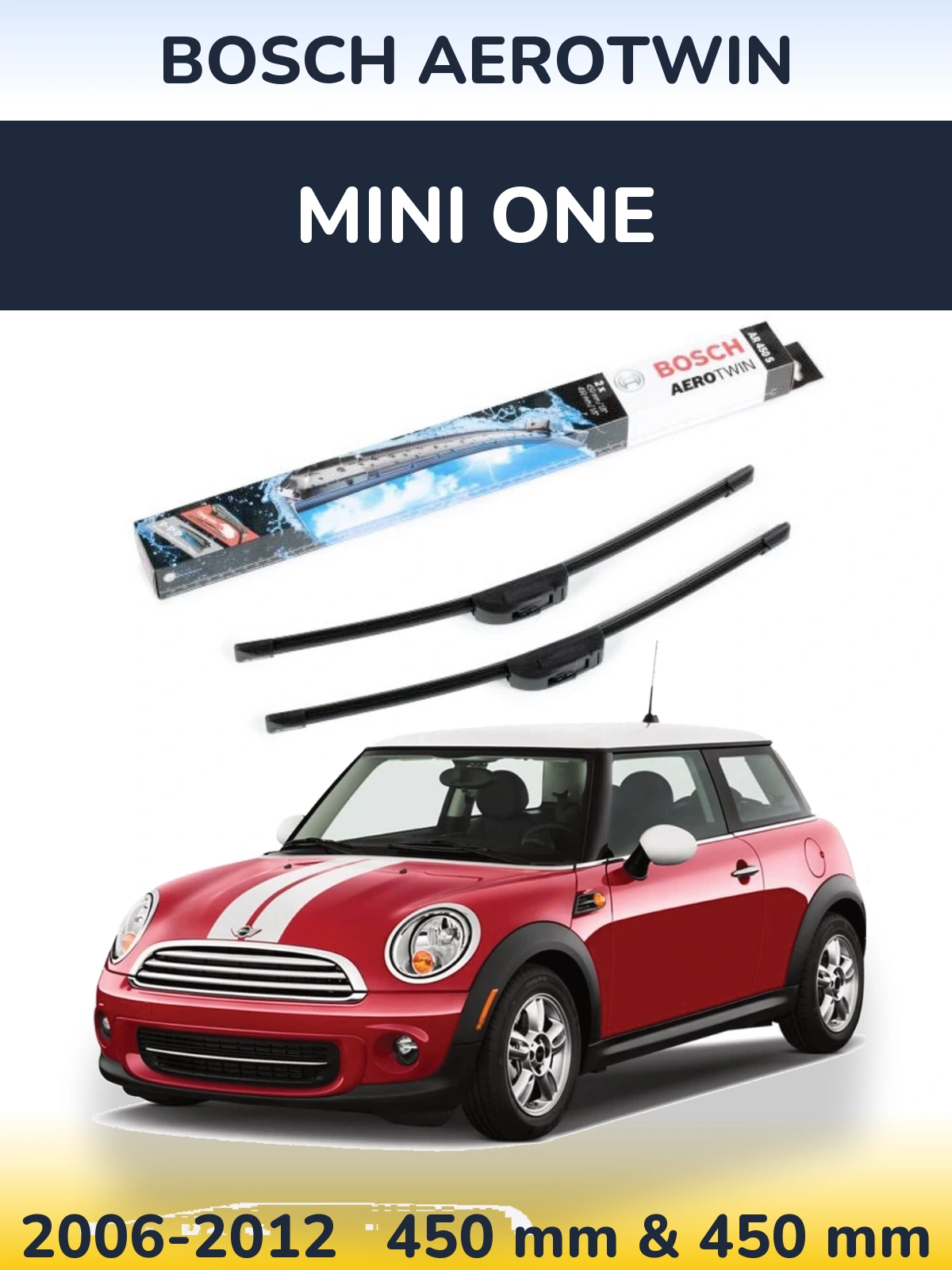 Sada předních stěračů BOSCH AeroTwin 450 a 450 mm pro MINI One 2006-2012