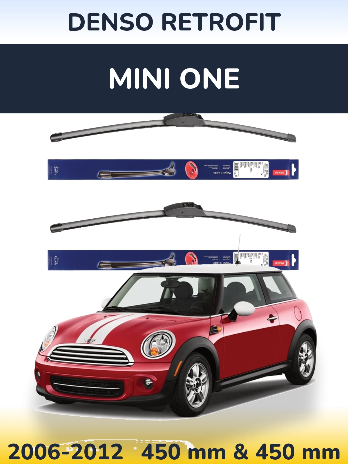 Sada předních stěračů Denso Retrofit 450 a 450 mm pro MINI One 2006-2012