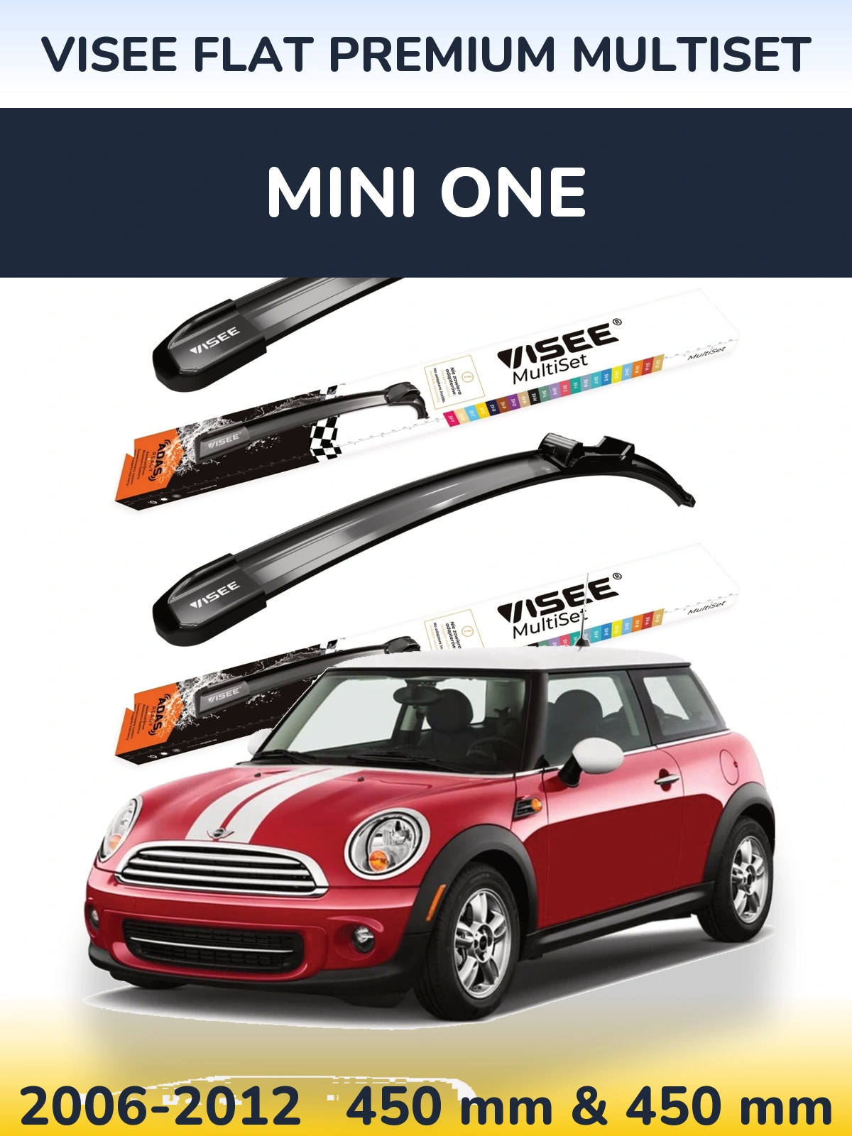 Sada předních stěračů VISEE FLAT PREMIUM MultiSet 450 a 450 mm pro MINI One 2006-2012