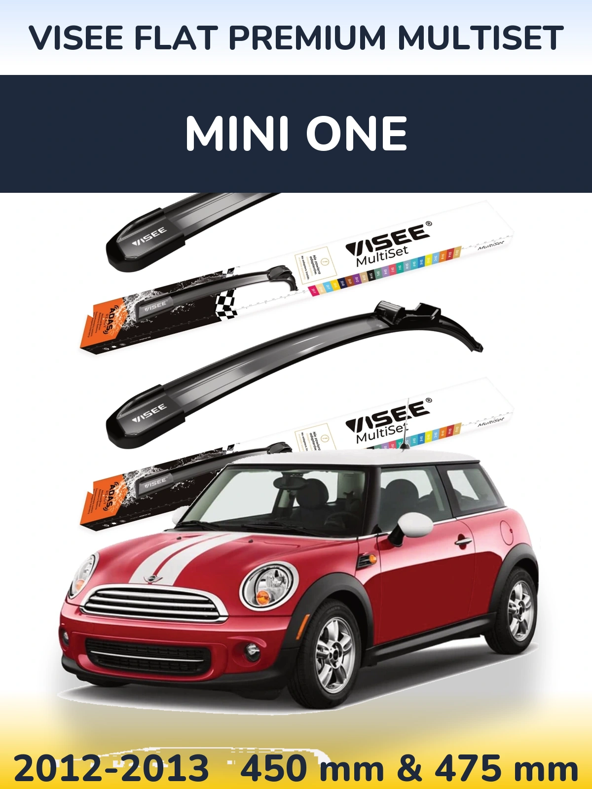Sada předních stěračů VISEE FLAT PREMIUM MultiSet 450 a 475 mm pro MINI One 2012-2013