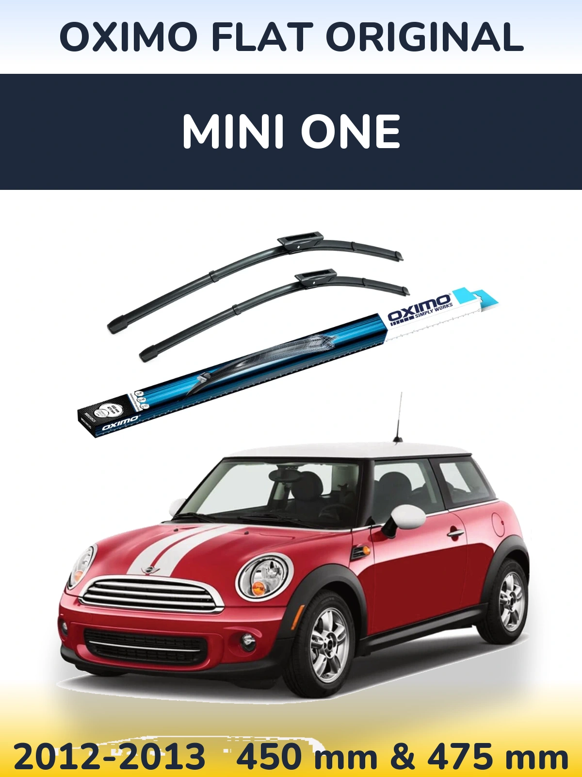 Sada předních stěračů Oximo Flat Original 450 a 475 mm pro MINI One 2012-2013