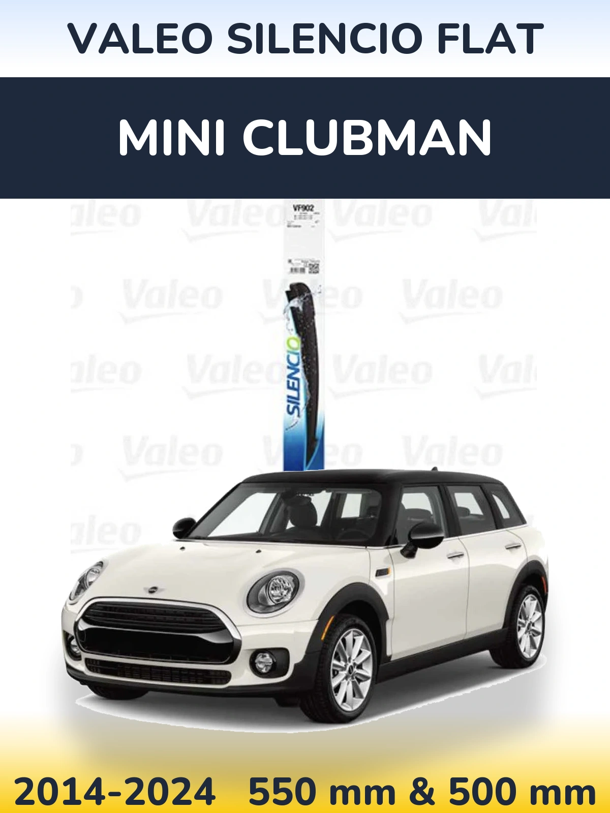 Sada předních stěračů Valeo Silencio Flat 550 a 500 mm pro MINI Clubman 2014-2024