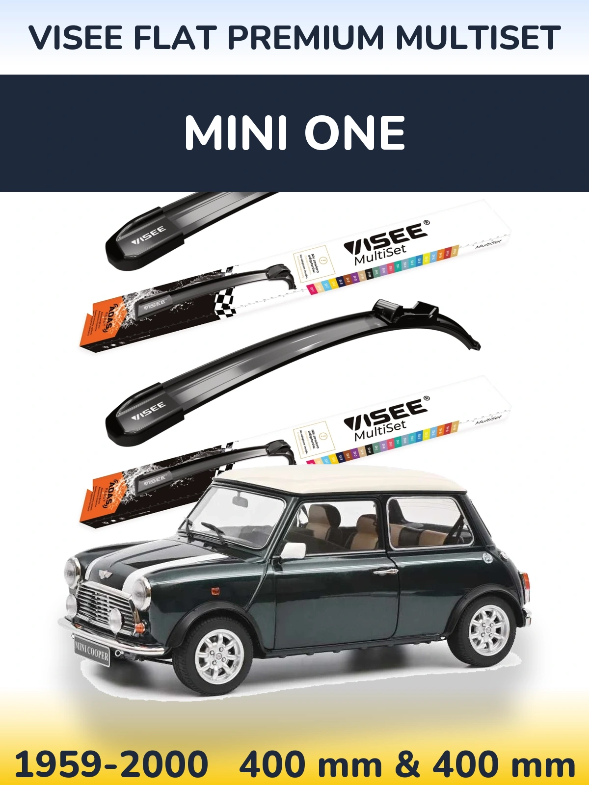 Sada předních stěračů VISEE FLAT PREMIUM MultiSet 400 a 400 mm pro MINI One 1959-2000