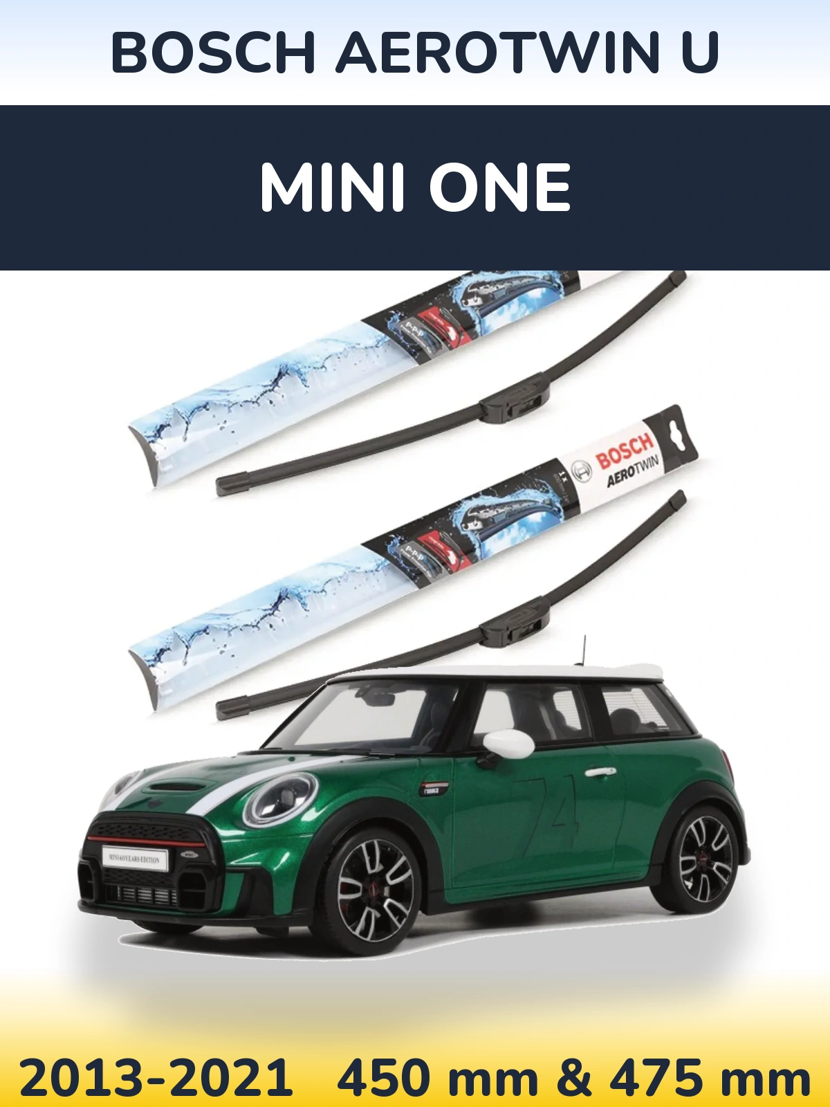 Sada předních stěračů BOSCH AeroTwin U 450 a 475 mm pro MINI One 2013-2021