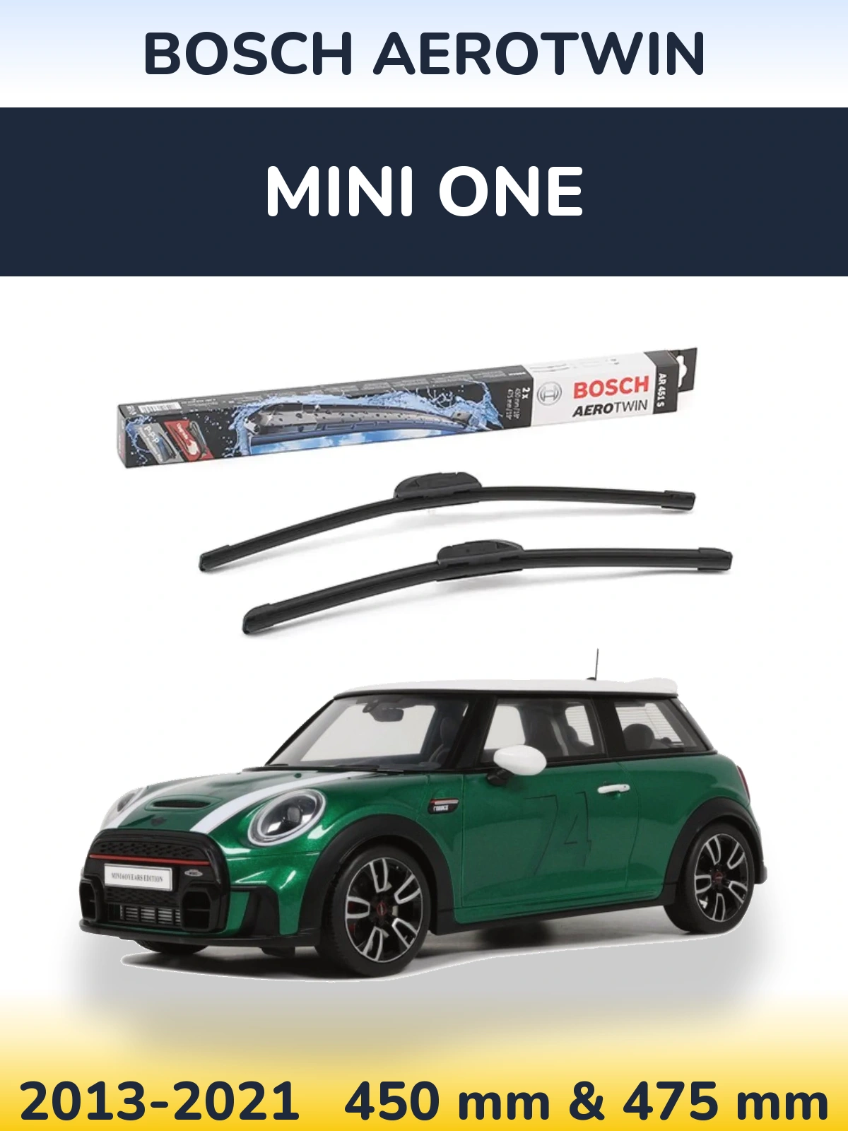 Sada předních stěračů BOSCH AeroTwin 450 a 475 mm pro MINI One 2013-2021