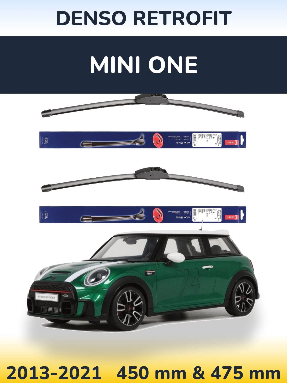 Комплект передніх щіток Denso Retrofit 450 & 475 мм для MINI One 2013-2021