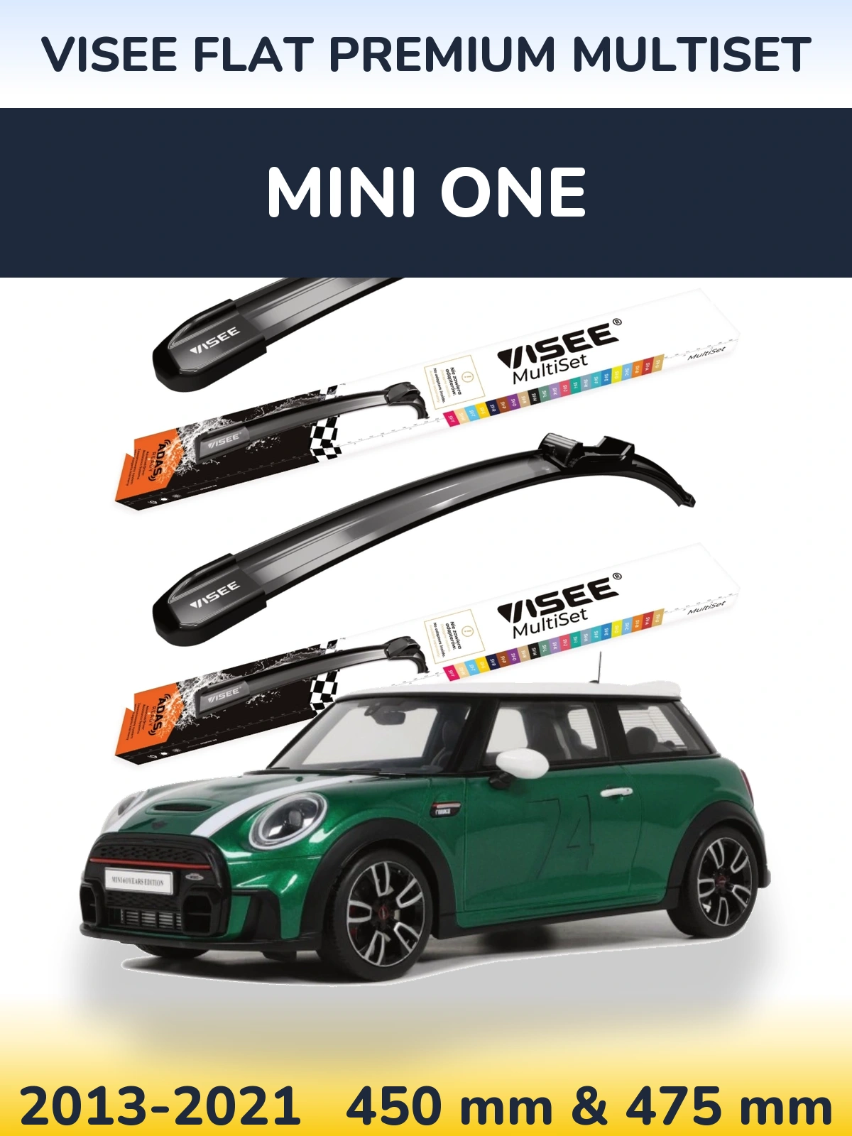 Sada předních stěračů VISEE FLAT PREMIUM MultiSet 450 a 475 mm pro MINI One 2013-2021