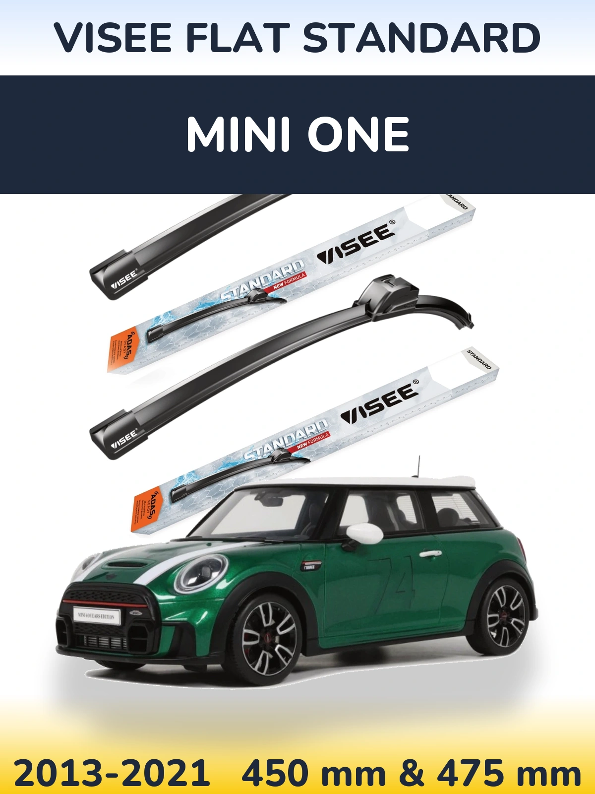 Sada předních stěračů VISEE FLAT STANDARD 450 a 475 mm pro MINI One 2013-2021