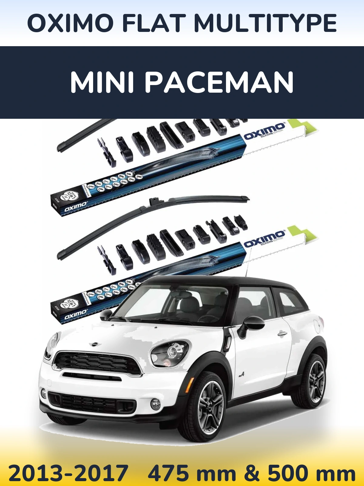 Sada předních stěračů Oximo Flat MultiType 475 a 500 mm pro MINI Paceman 2013-2017