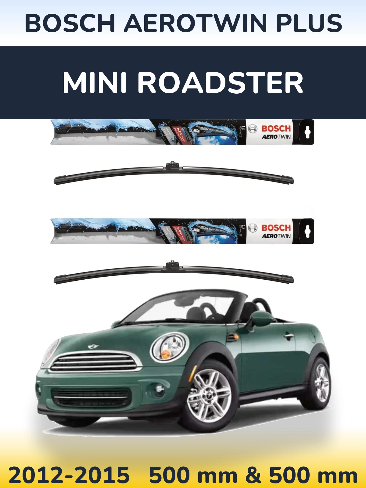 Sada předních stěračů BOSCH AeroTwin Plus 500 a 500 mm pro MINI Roadster 2012-2015