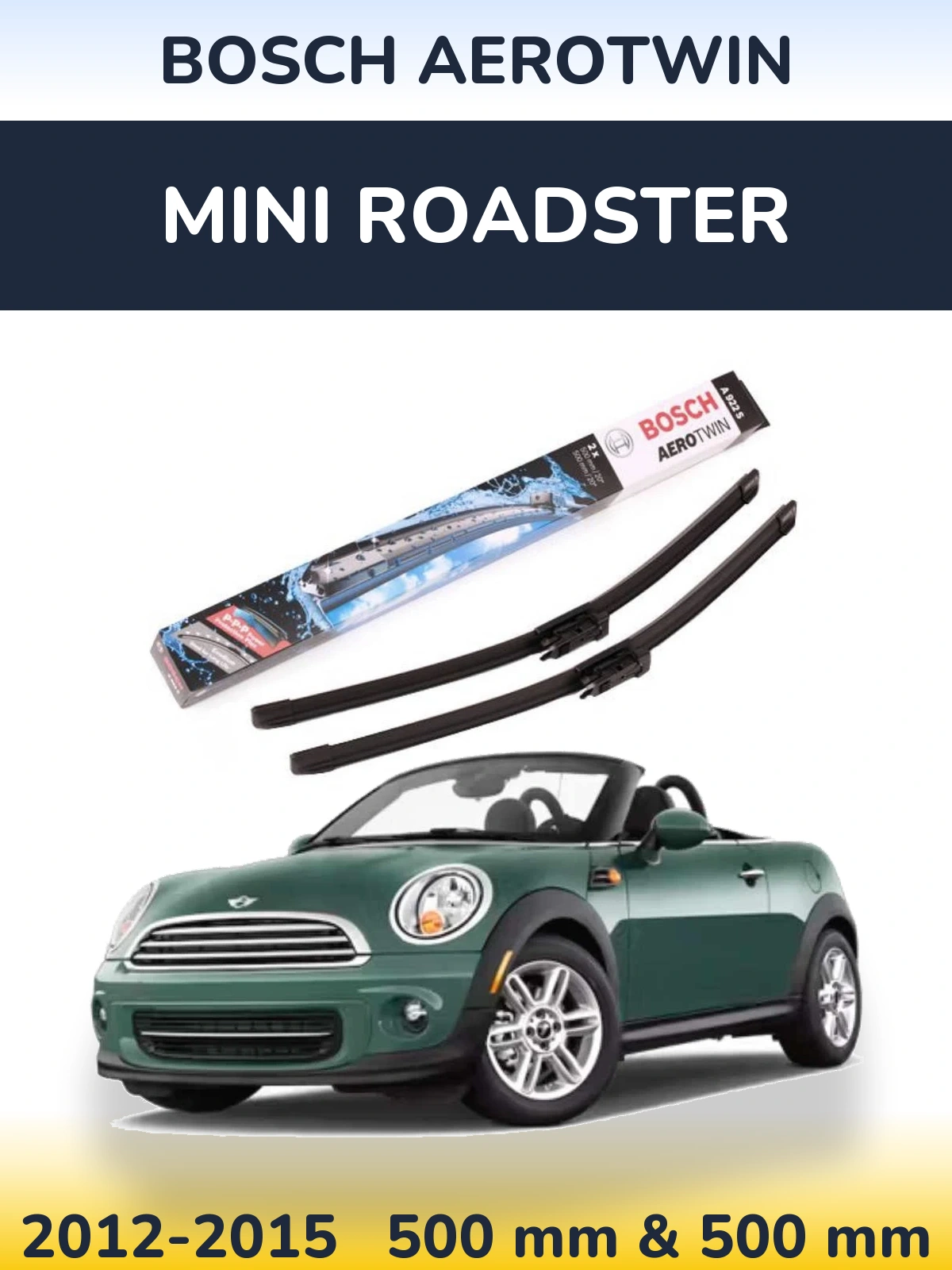 Sada předních stěračů BOSCH AeroTwin 500 a 500 mm pro MINI Roadster 2012-2015