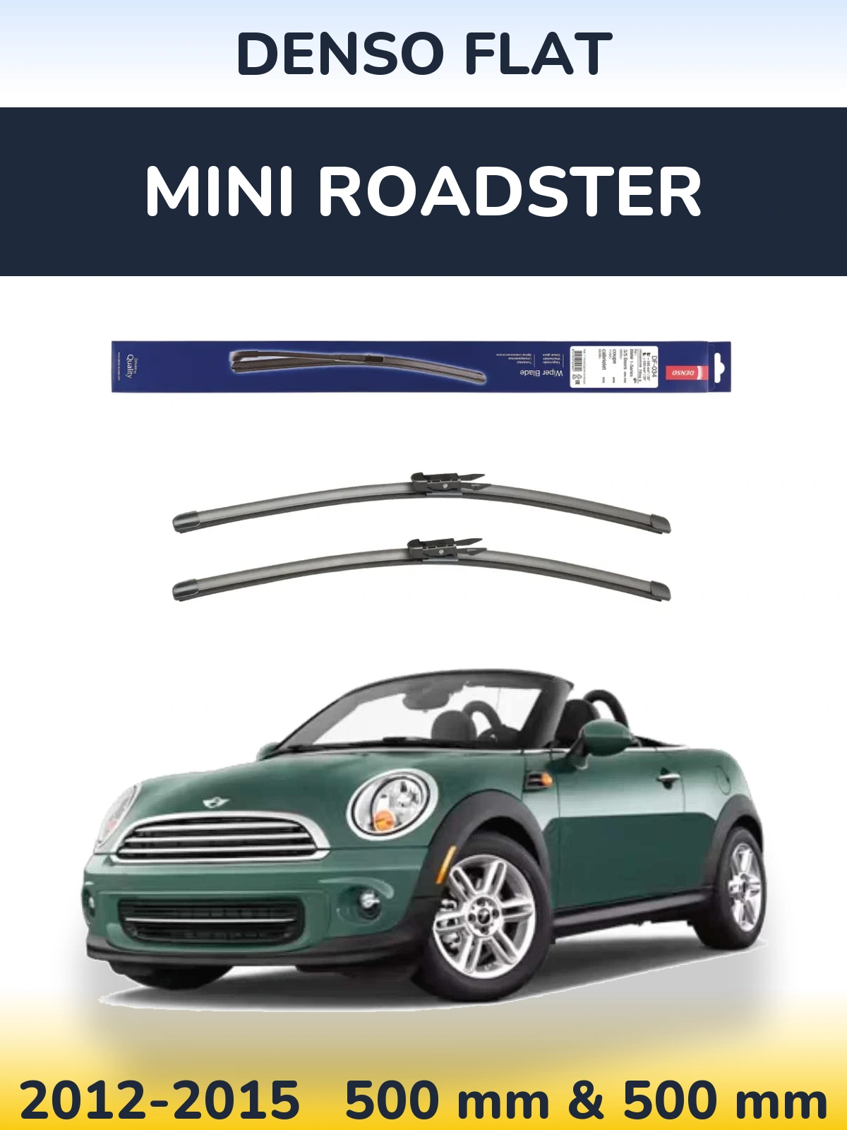 Sada předních stěračů Denso Flat 500 a 500 mm pro MINI Roadster 2012-2015