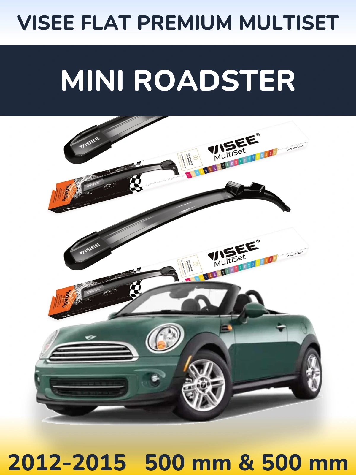 Sada předních stěračů VISEE FLAT PREMIUM MultiSet 500 a 500 mm pro MINI Roadster 2012-2015