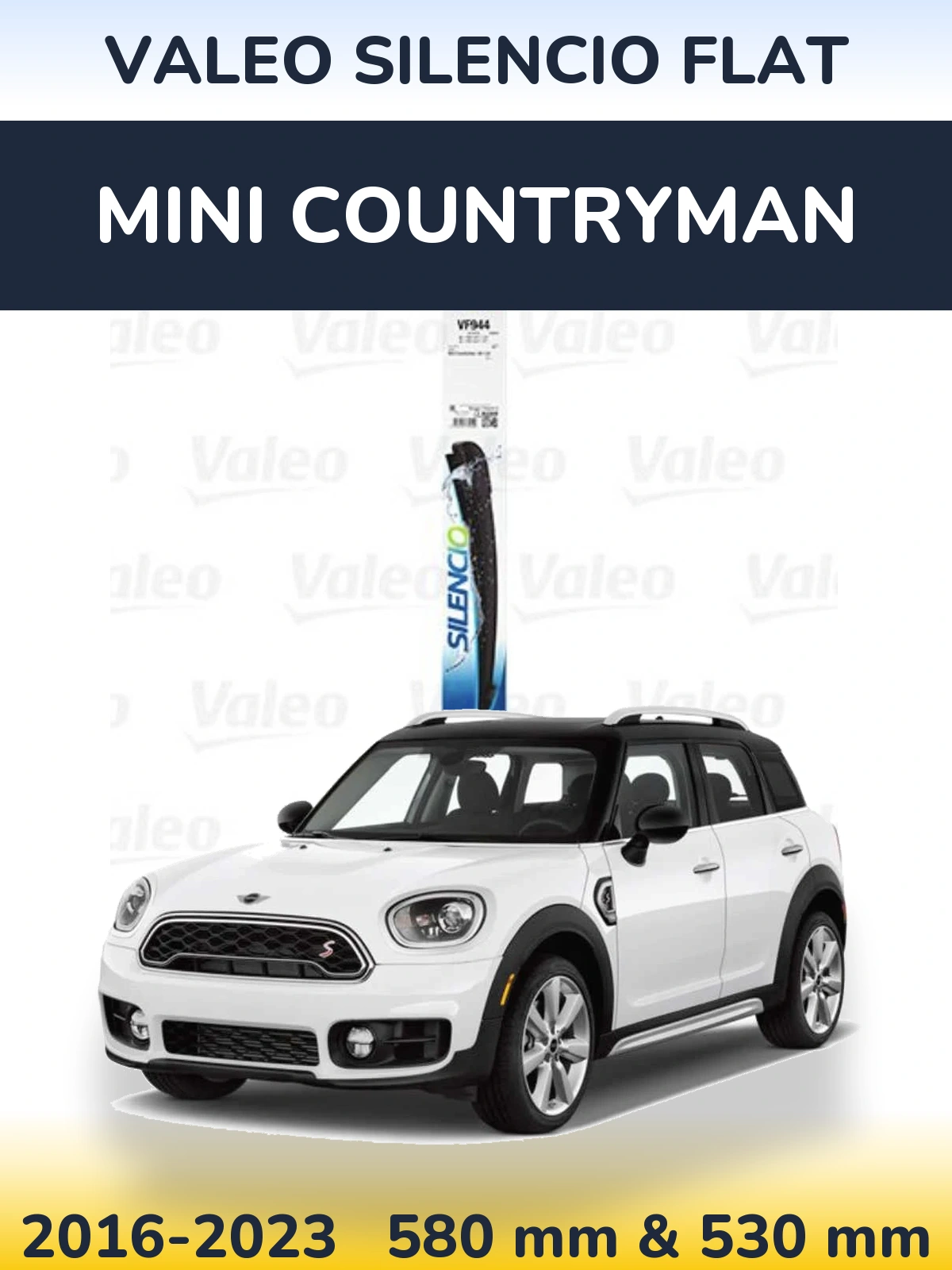 Sada předních stěračů Valeo Silencio Flat 580 a 530 mm pro MINI Countryman 2016-2023