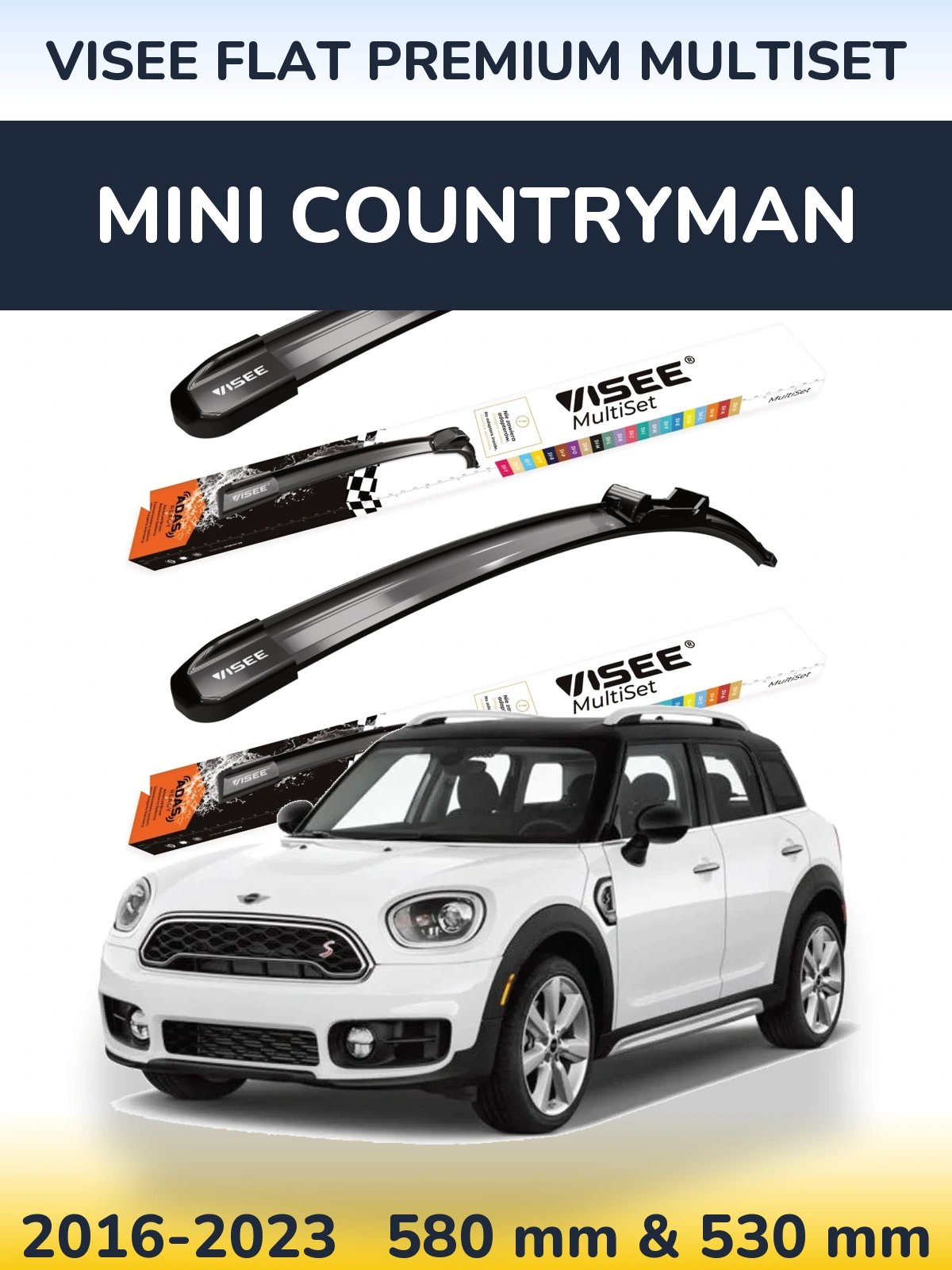 Sada předních stěračů VISEE FLAT PREMIUM MultiSet 580 a 530 mm pro MINI Countryman 2016-2023