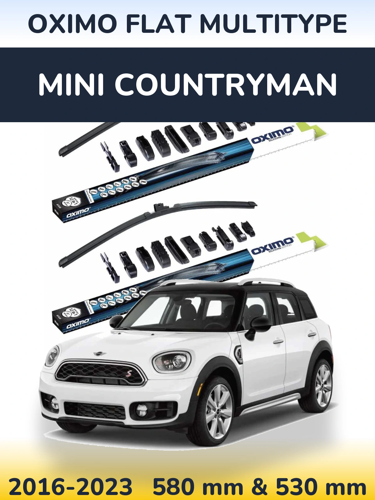 Sada předních stěračů Oximo Flat MultiType 580 a 530 mm pro MINI Countryman 2016-2023
