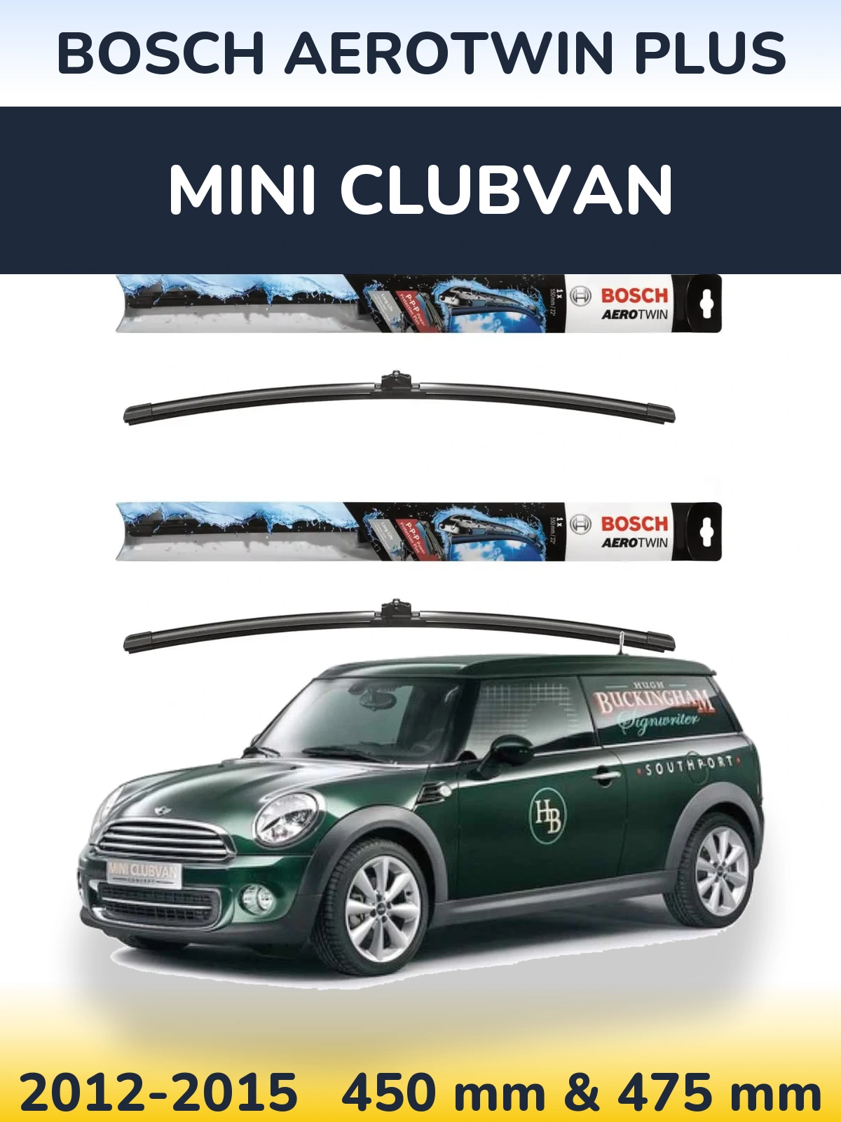 Sada předních stěračů BOSCH AeroTwin Plus 450 a 475 mm pro MINI Clubvan 2012-2015