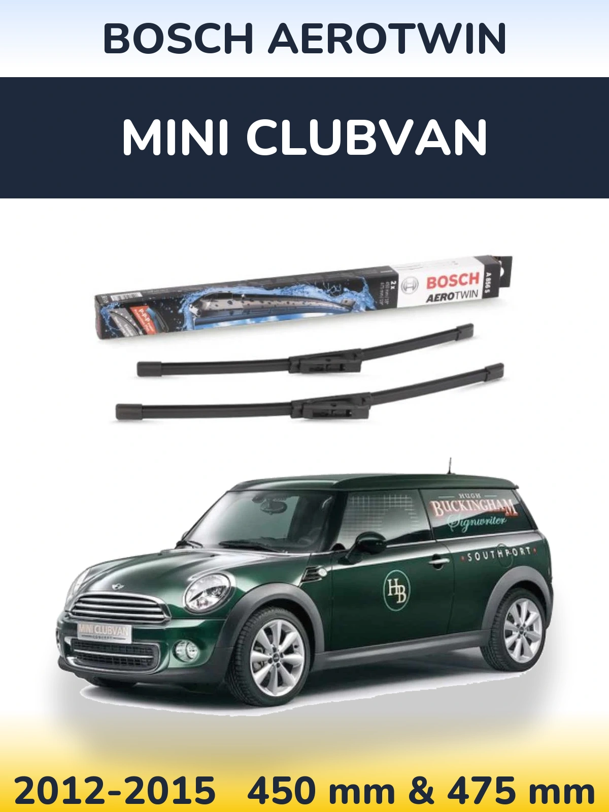 Sada předních stěračů BOSCH AeroTwin 450 a 475 mm pro MINI Clubvan 2012-2015