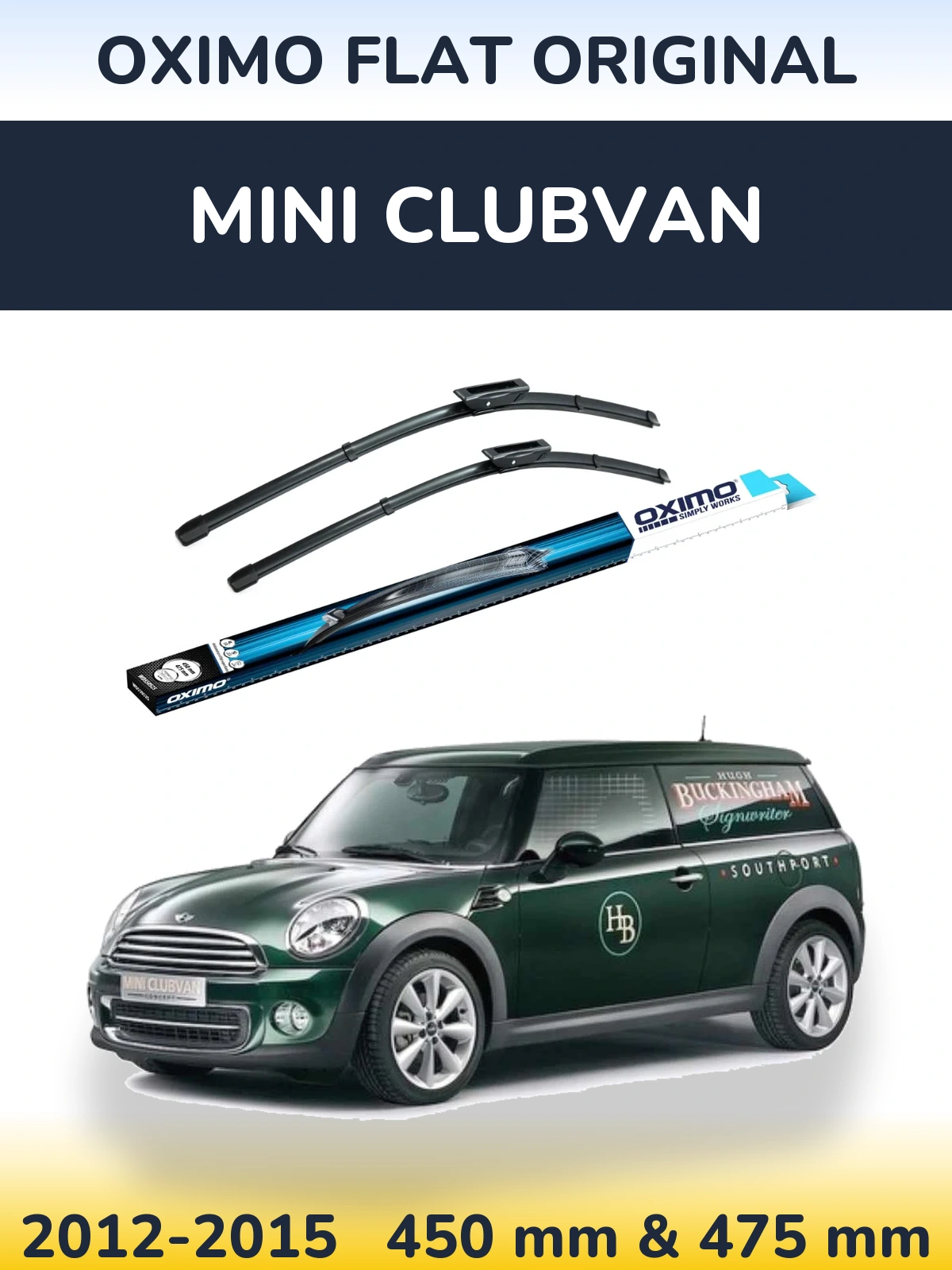 Sada předních stěračů Oximo Flat Original 450 a 475 mm pro MINI Clubvan 2012-2015