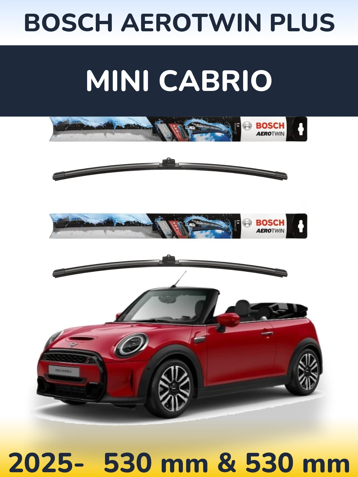 Sada předních stěračů BOSCH AeroTwin Plus 530 a 530 mm pro MINI Cabrio 2025-2026