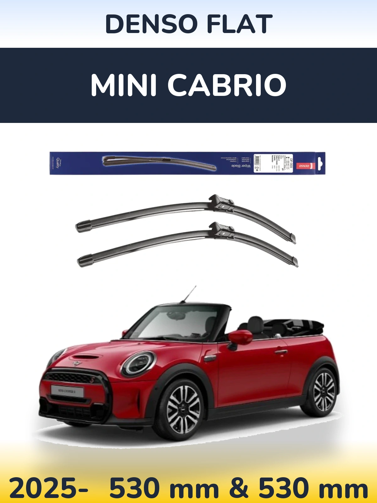 Sada předních stěračů Denso Flat 530 a 530 mm pro MINI Cabrio 2025-2026
