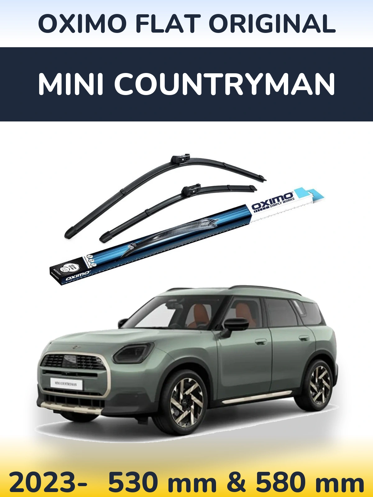 Sada předních stěračů Oximo Flat Original 530 a 580 mm pro MINI Countryman 2023-2026