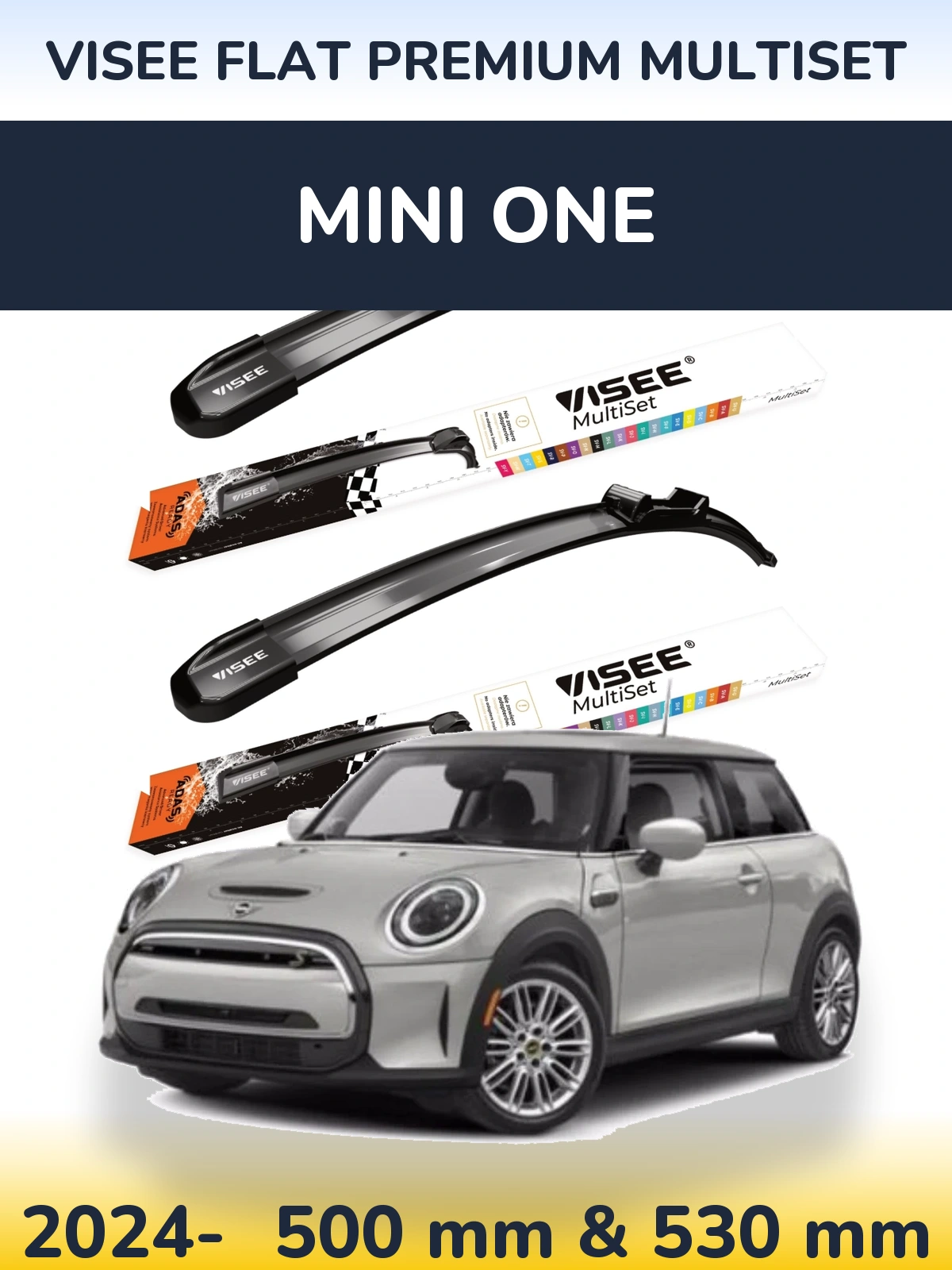Sada předních stěračů VISEE FLAT PREMIUM MultiSet 500 a 530 mm pro MINI One 2024-2026