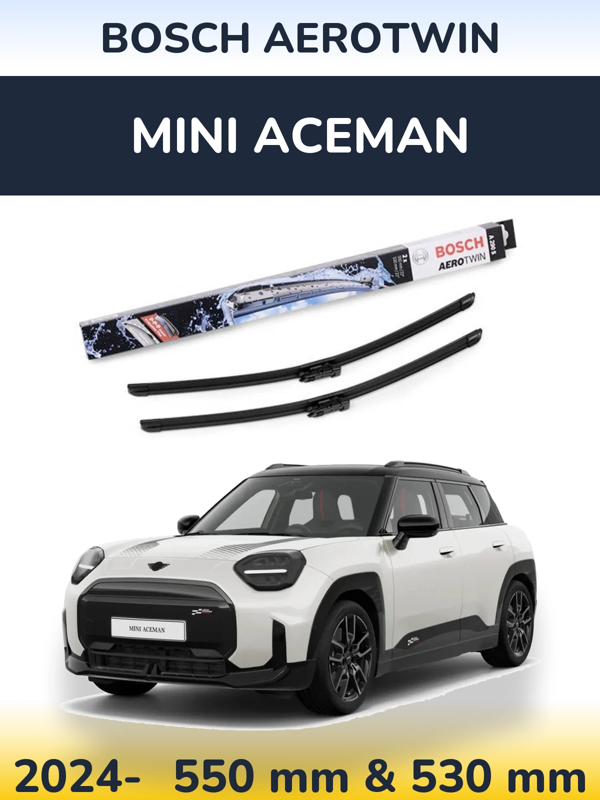 Комплект передніх щіток BOSCH AeroTwin 550 & 530 мм для MINI Aceman 2024-2026