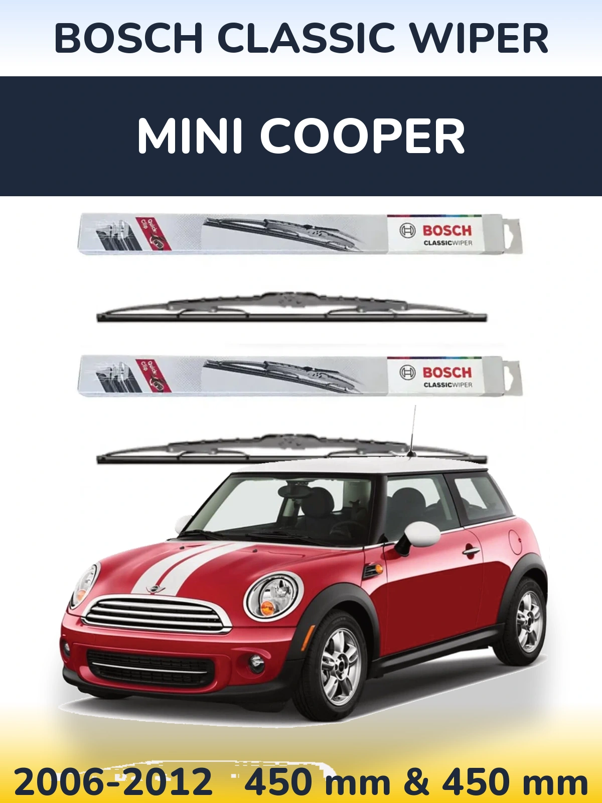 Sada předních stěračů BOSCH Classic Wiper 450 a 450 mm pro MINI Cooper 2006-2012