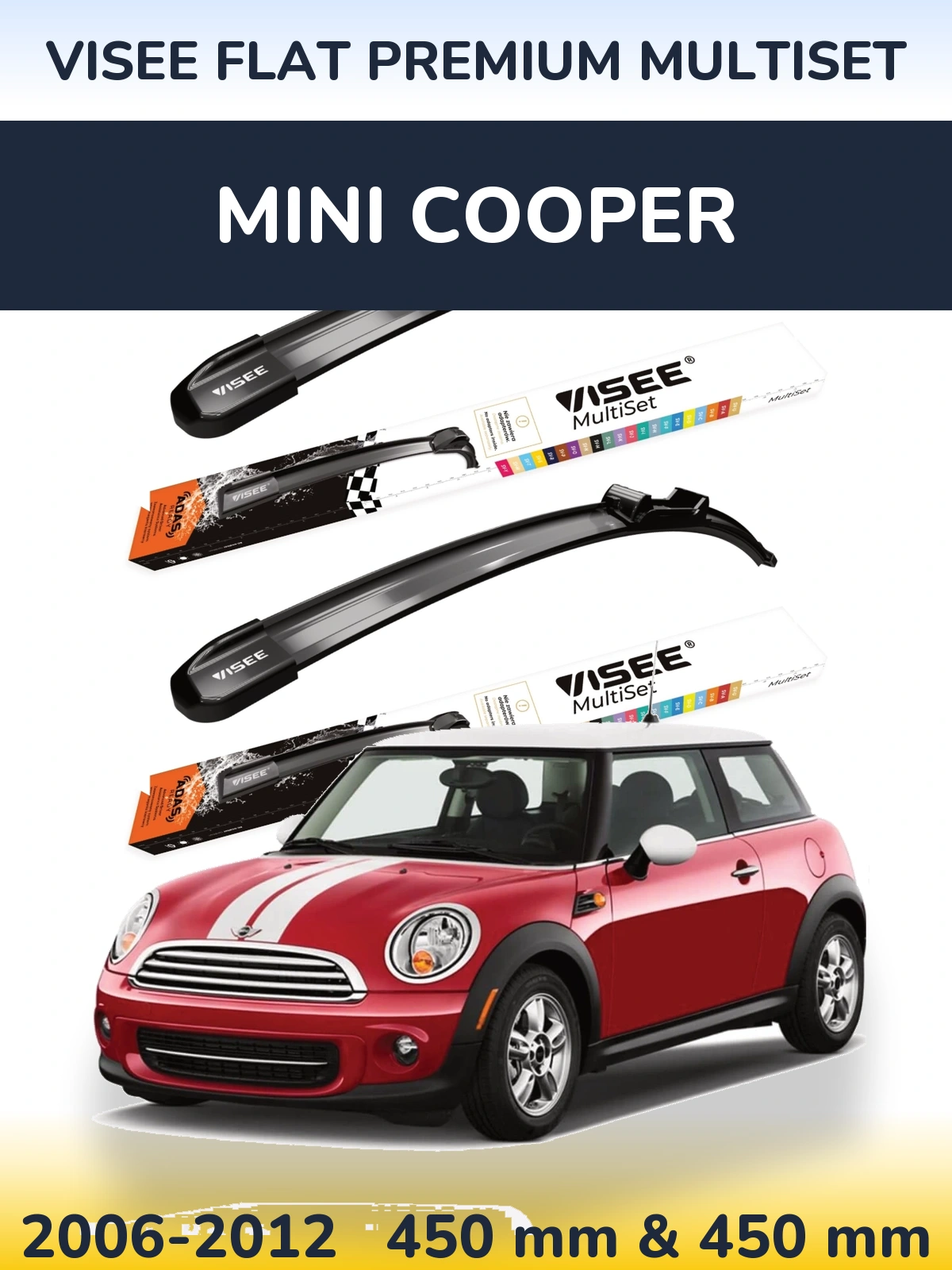 Sada předních stěračů VISEE FLAT PREMIUM MultiSet 450 a 450 mm pro MINI Cooper 2006-2012