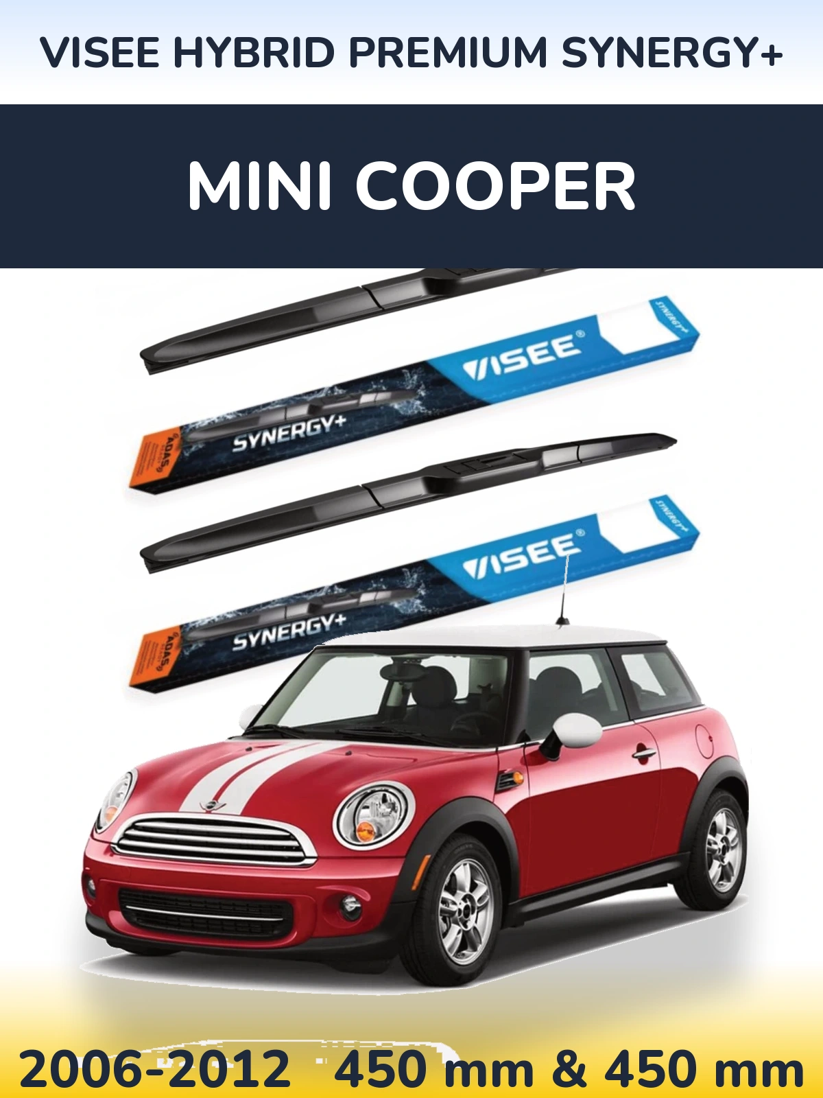 Sada předních stěračů VISEE HYBRID PREMIUM SYNERGY+ 450 a 450 mm pro MINI Cooper 2006-2012