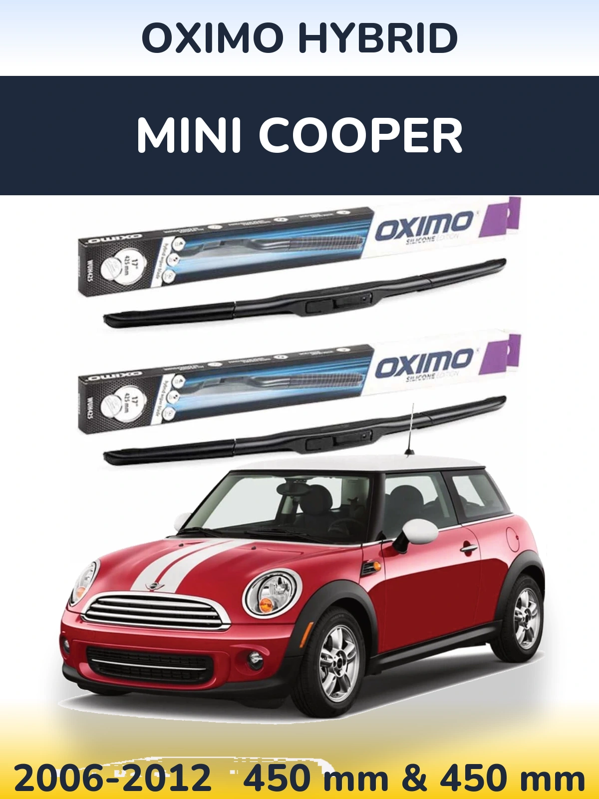 Sada předních stěračů Oximo Hybrid 450 a 450 mm pro MINI Cooper 2006-2012