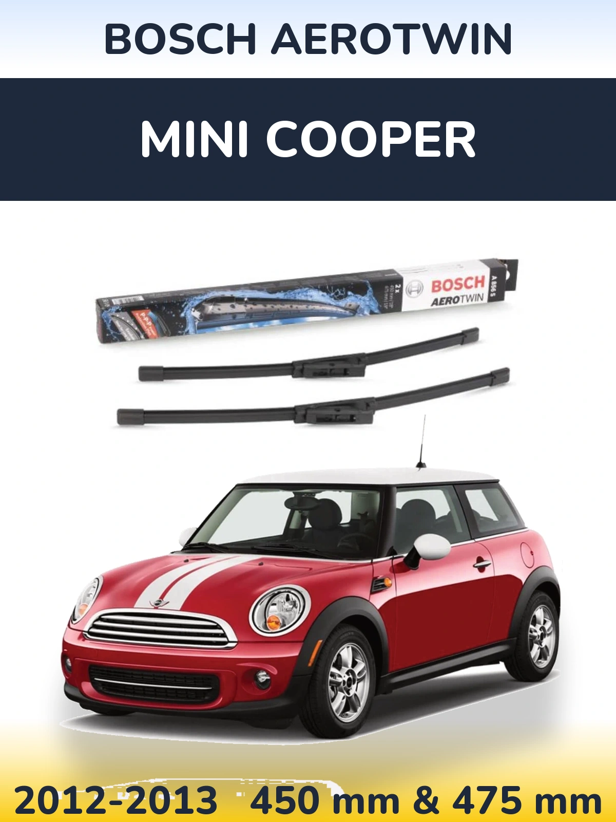 Sada předních stěračů BOSCH AeroTwin 450 a 475 mm pro MINI Cooper 2012-2013