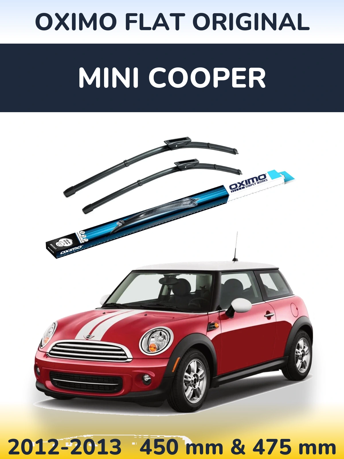 Sada předních stěračů Oximo Flat Original 450 a 475 mm pro MINI Cooper 2012-2013