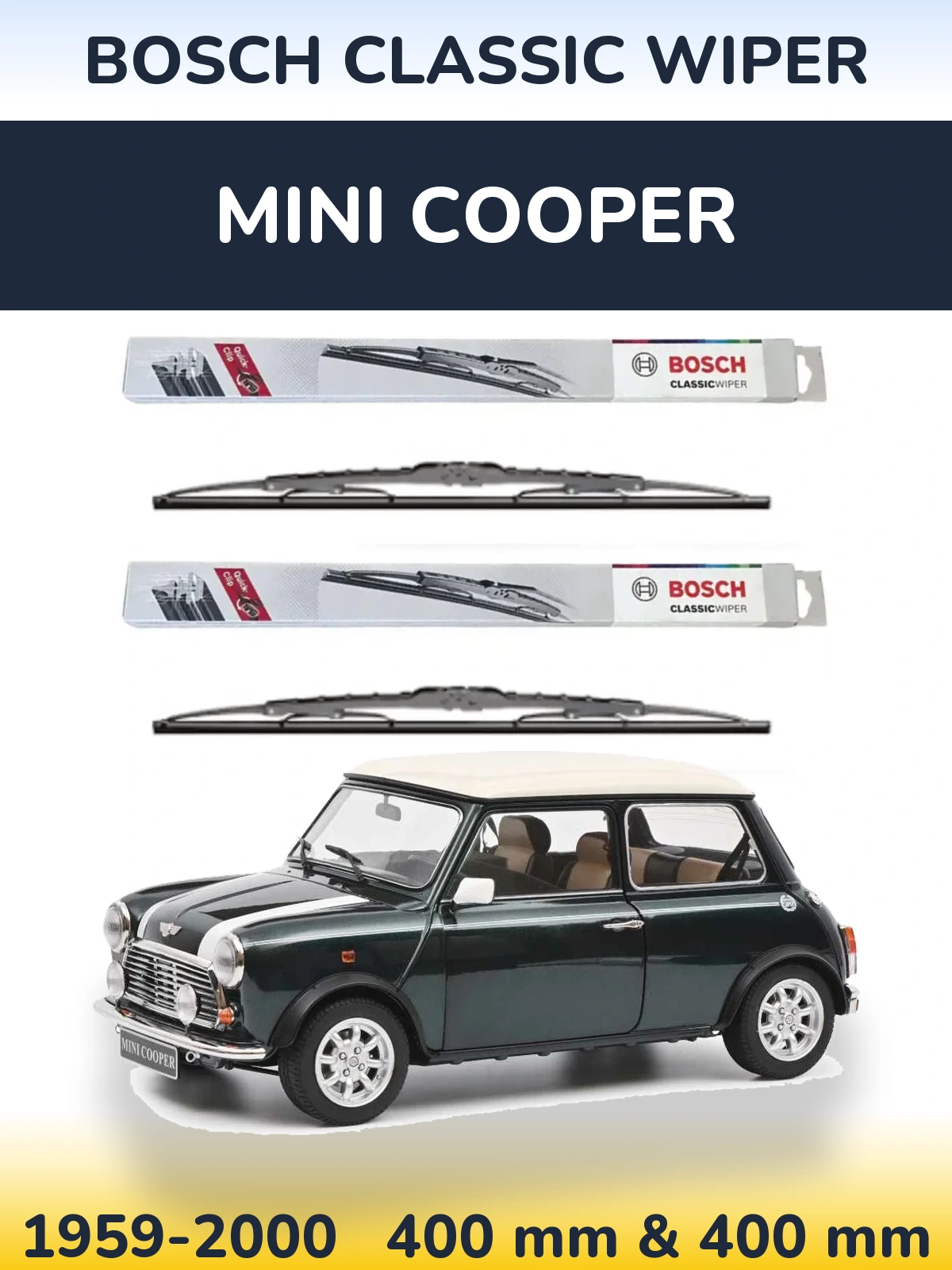 Sada předních stěračů BOSCH Classic Wiper 400 a 400 mm pro MINI Cooper 1959-2000