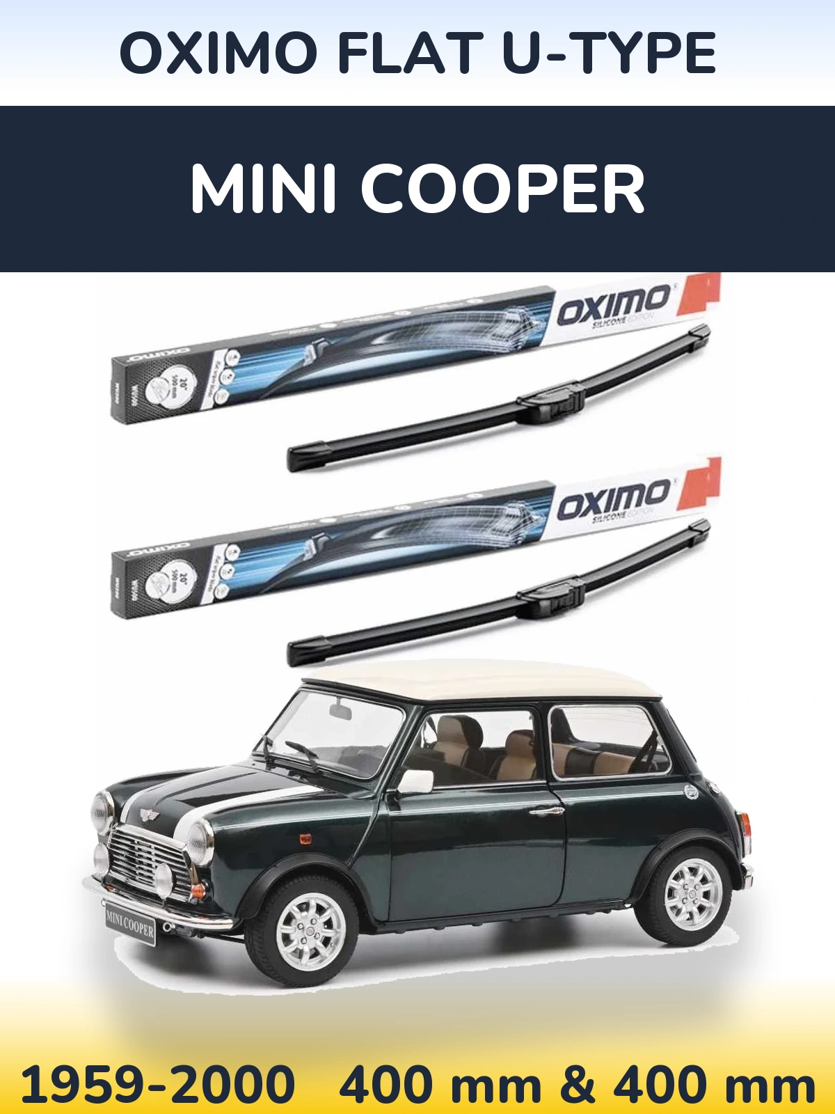 Sada předních stěračů Oximo Flat U-type 400 a 400 mm pro MINI Cooper 1959-2000