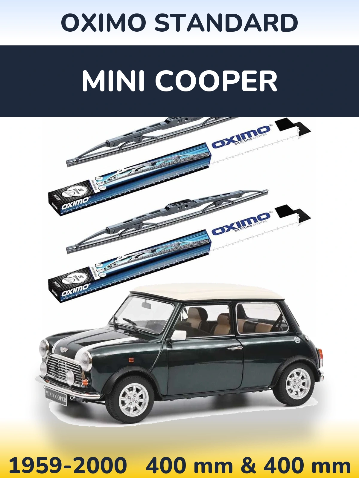 Sada předních stěračů Oximo Standard 400 a 400 mm pro MINI Cooper 1959-2000