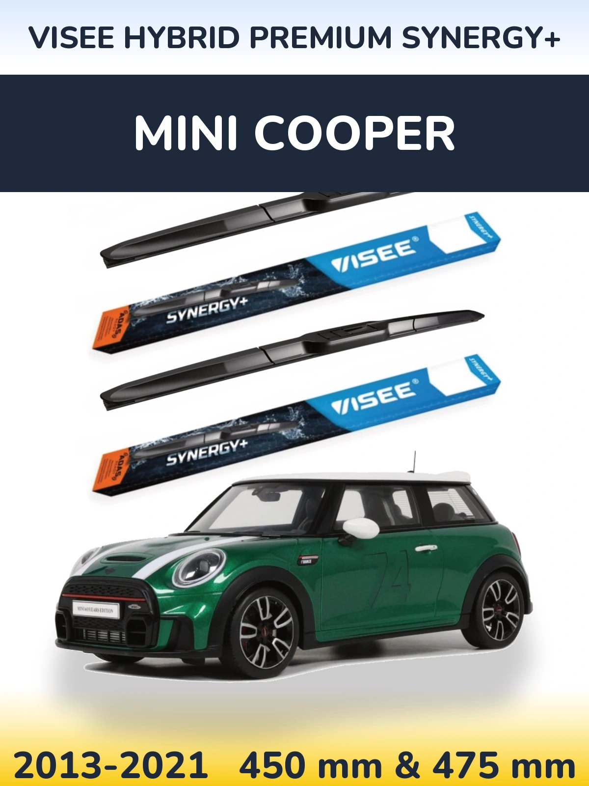 Комплект передніх щіток VISEE HYBRID PREMIUM SYNERGY+ 450 & 475 мм для MINI Cooper 2013-2021