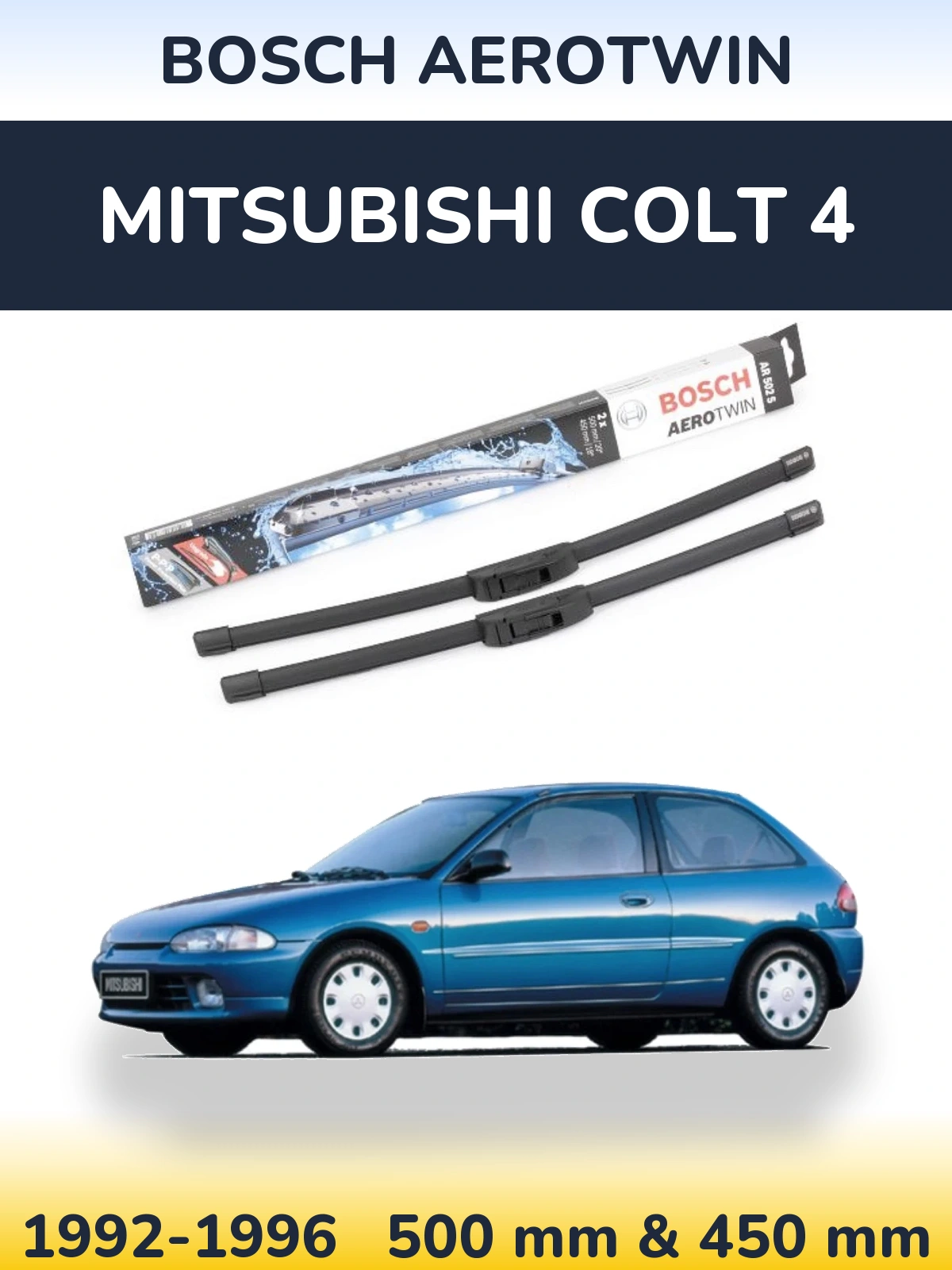 Sada předních stěračů BOSCH AeroTwin 500 a 450 mm pro Mitsubishi Colt 4 1992-1996