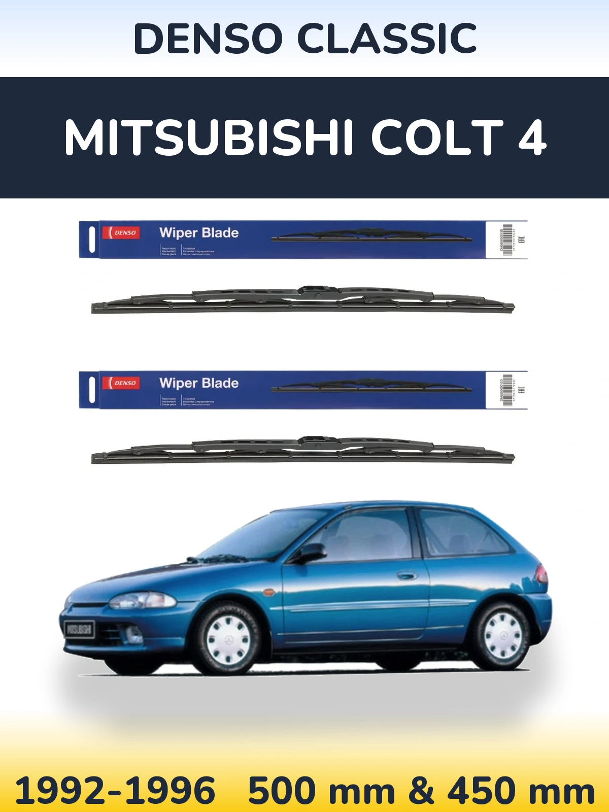 Sada předních stěračů Denso Classic 500 a 450 mm pro Mitsubishi Colt 4 1992-1996