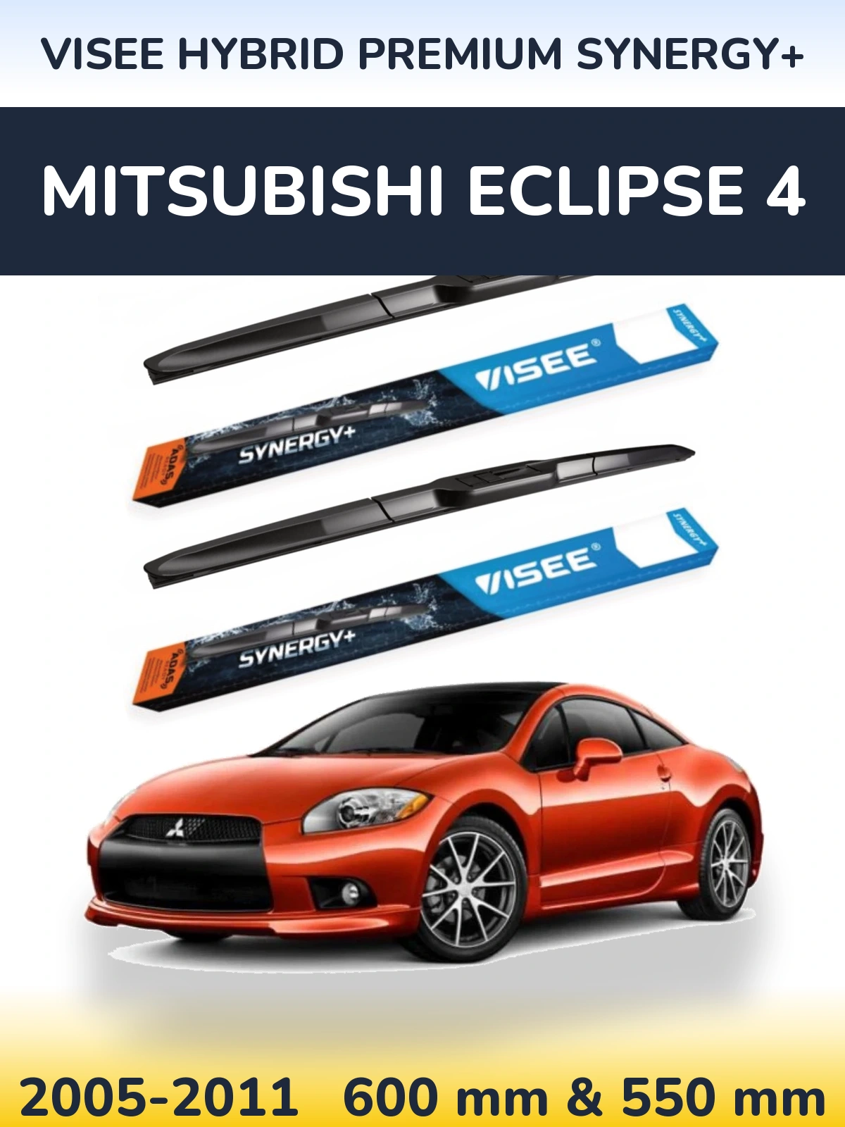 Sada předních stěračů VISEE HYBRID PREMIUM SYNERGY+ 600 a 550 mm pro Mitsubishi Eclipse 4 2005-2011