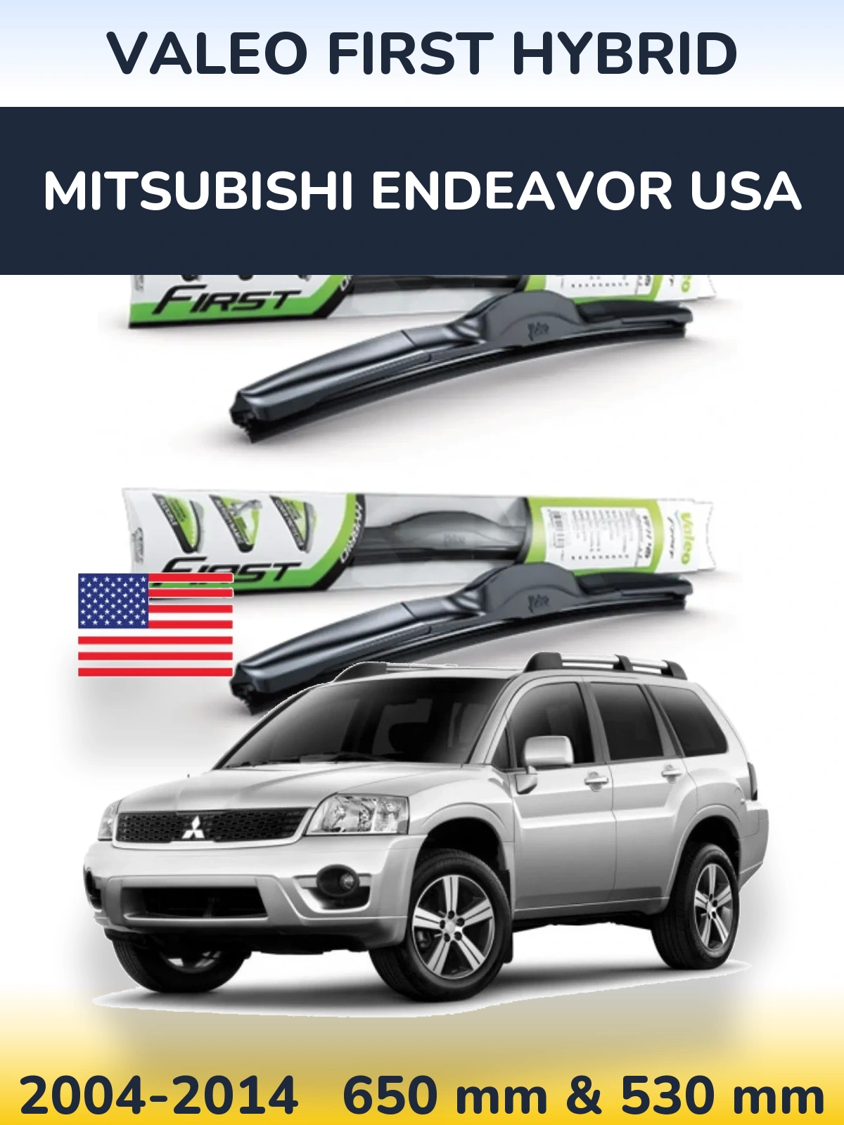 Sada předních stěračů Valeo First Hybrid 650 a 530 mm pro Mitsubishi Endeavor USA 2004-2014