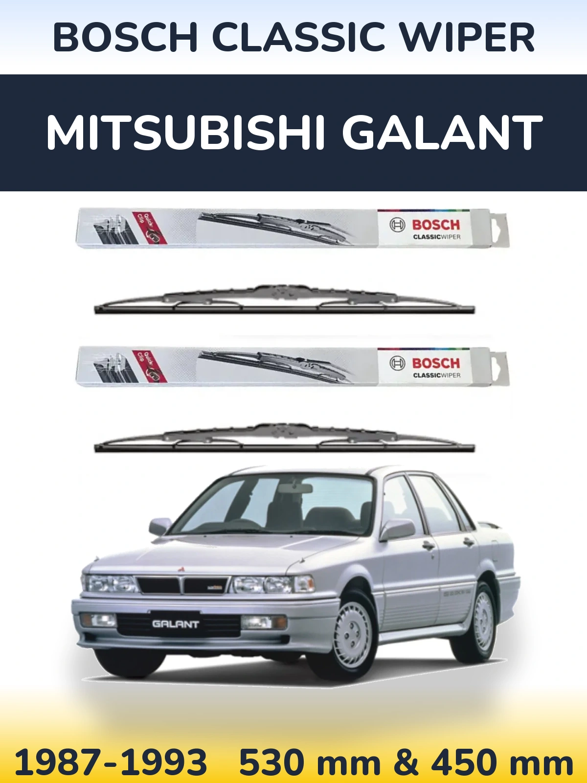 Sada předních stěračů BOSCH Classic Wiper 530 a 450 mm pro Mitsubishi Galant 1987-1993