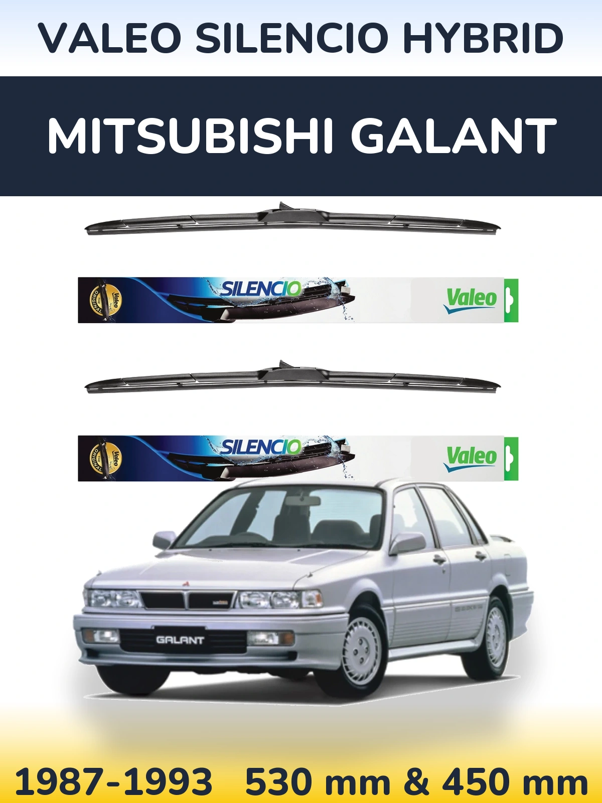 Комплект передніх щіток Valeo Silencio Hybrid 530 & 450 мм для Mitsubishi Galant 1987-1993