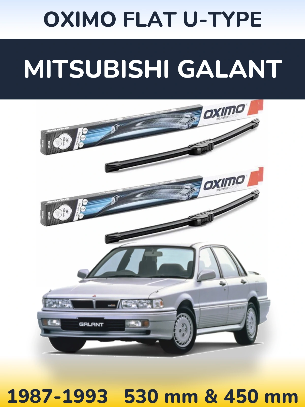 Sada předních stěračů Oximo Flat U-type 530 a 450 mm pro Mitsubishi Galant 1987-1993