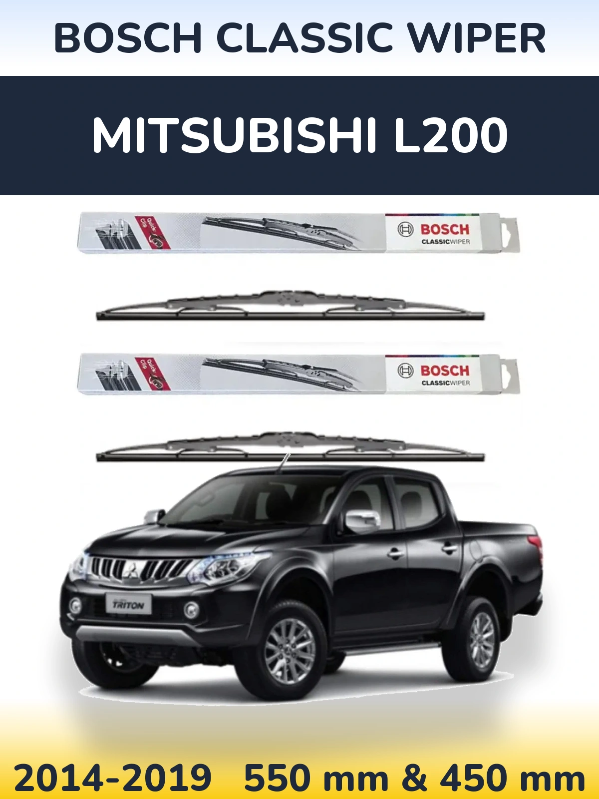Sada předních stěračů BOSCH Classic Wiper 550 a 450 mm pro Mitsubishi L200 2014-2019